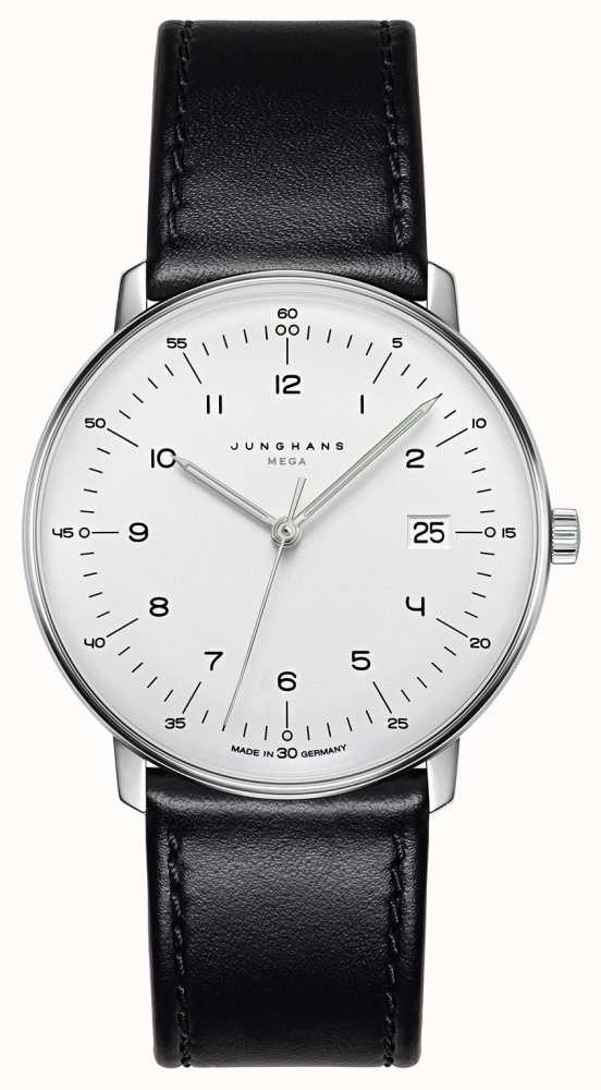 Junghans Max Bill MEGA MF Black Leather Strap 058 4820.04 First