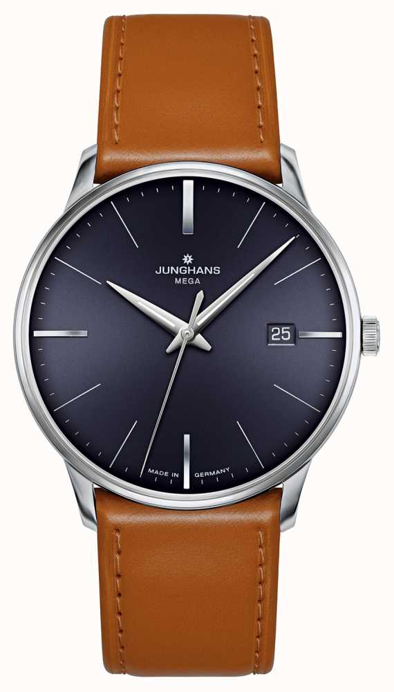 Junghans Meister MEGA MF Brown Blue Dial Leather Strap EX DISPLAY