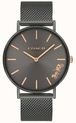 Coach Women's Perry Grey IP Steel Mesh Bracelet Watch 14503127