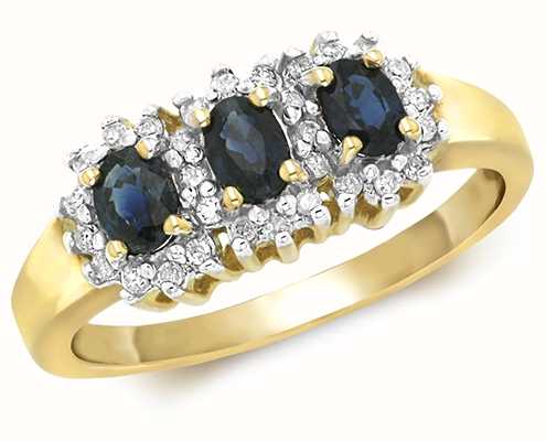 James Moore TH 9k Yellow Gold Diamond Oval Sapphire Ring RD263S