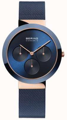 Bering Ceramic | Polished Rose Gold Case | Blue Dial 35036-367