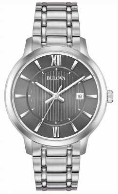 Bulova Men's Stainless Steel Grey Dial Date 96B281
