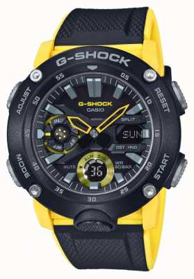 Casio | G-shock Carbon Core Guard | Black Yellow Strap | GA-2000-1A9ER