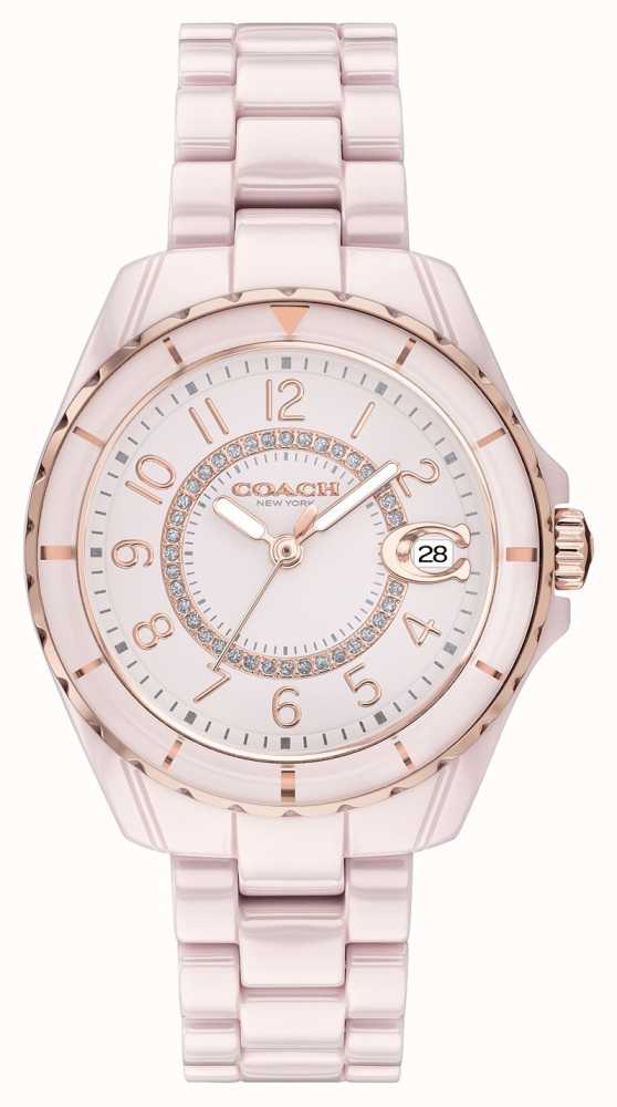 Coach | Women's | Preston | Pink Ceramic Bracelet | Pink Dial | 14503463 -  First Class Watches™ IRL