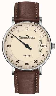 MeisterSinger | Men's Vintago | Automatic | Brown Leather | Cream Dial | | VT903