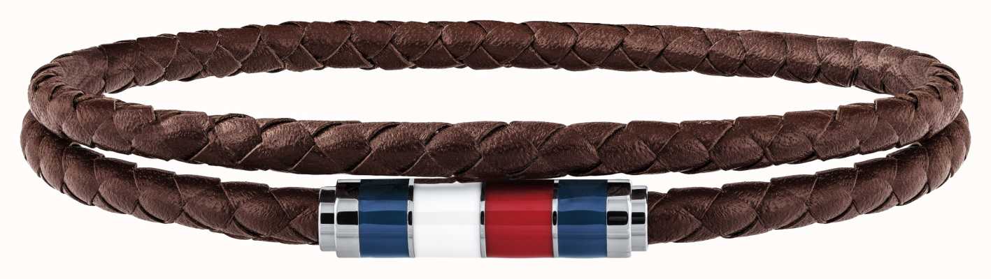 Tommy Hilfiger Men's Brown Leather Double Wrap Bracelet 2790055