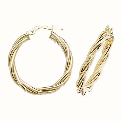 James Moore TH 9k Yellow Gold Hoop Twist Earrings 20 mm ER1006-20