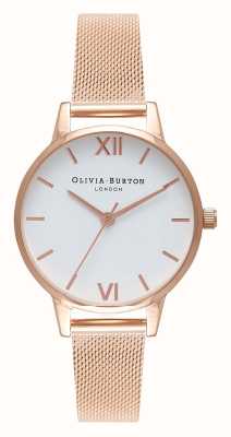 Olivia Burton | Women's | Rose Gold Mesh Bracelet | White Dial | OB16MDW01