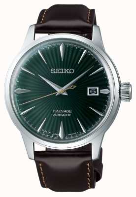 Seiko Presage Automatic Green Dial 'Cocktail Time' Brown Leather Strap SRPD37J1