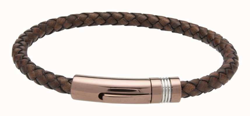 Unique & Co Dark Brown Leather | Steel Clasp | Bracelet B433ADB/21CM