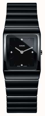 RADO Ceramica Diamonds Square Dial Black Ceramic Bracelet Watch R21702702