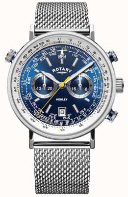 Rotary | Men's Henley Chronograph | Steel Mesh Bracelet | Blue Dial GB05235/05