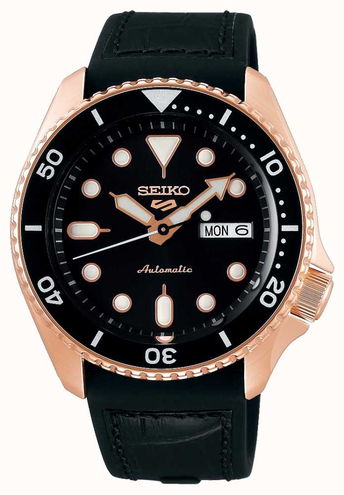 Seiko Men's Seiko 5 Sports Automatic Black Silicone Strap Watch