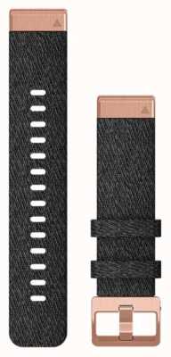 Garmin QuickFit 20 Watch Strap Only, Heathered Black Nylon With Rose Gold Hardware 010-12874-00