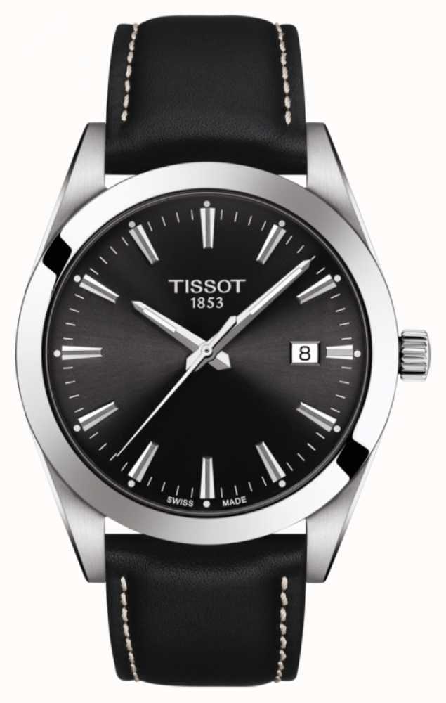 Tissot Gentleman | Black Leather Strap | Black Dial | T1274101605100 -  First Class Watches™ IRL