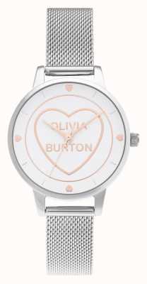 Olivia Burton Sweet Heart Midi Silver Mesh White Dial OB16CD02