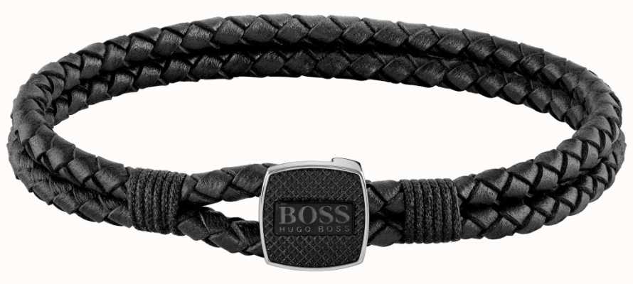 BOSS Jewellery Seal Black Leather Bracelet 180mm 1580047M