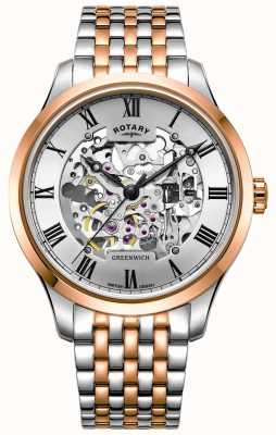 Rotary Greenwich Automatic | Two-Tone Bracelet | Skeleton Dial GB02944/06