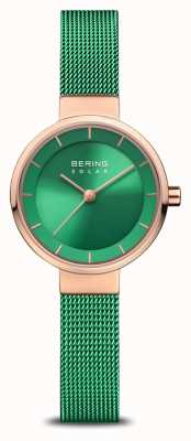 Bering Women's Charity | Polished/Brushed Rose | Green Mesh Strap 14627-CHARITY