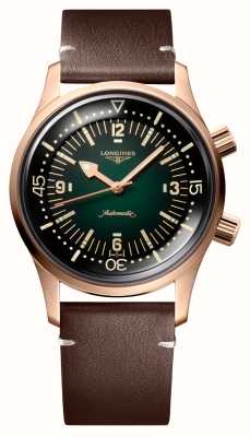 LONGINES LEGEND DIVER Bronze Automatic (42mm) Green Dial / Brown Leather + Green NATO L37741502