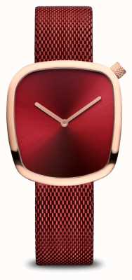 Bering Classic | Polished Rose Gold | Red Mesh 18034-363