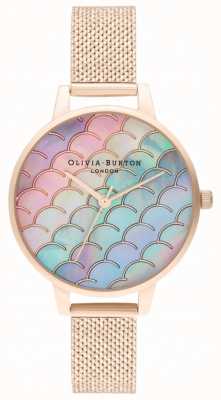 Olivia Burton Mermaid Tail Demi Dial Rose Gold Boucle Mesh Watch OB16US45