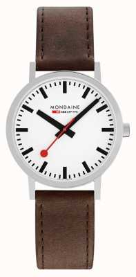Mondaine Classic 40 Mm | Brown Vegan Grape Leather Strap | White Dial A660.30360.11SBGV