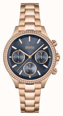 BOSS Women's Hera | Rose Gold Steel Bracelet | Blue Dial 1502566