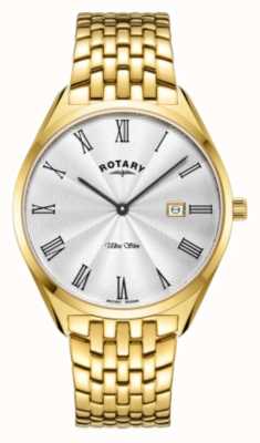 Rotary Men's Ultra Slim | Gold Plated Steel Bracelet | Silver Dial GB08013/01