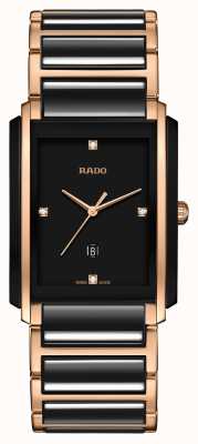 RADO Integral L Men's Black/Rose Gold PVD Plated Bracelet Diamond Black Dial R20207712