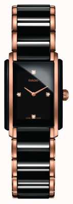 RADO Integral SM Women's Quartz Black/Rose Gold PVD Plated Bracelet Black Dial Diamond R20612712