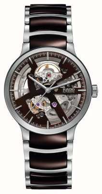 RADO Centrix L Men's Automatic Brown Ceramic Bracelet Brown Open Heart Dial R30179302