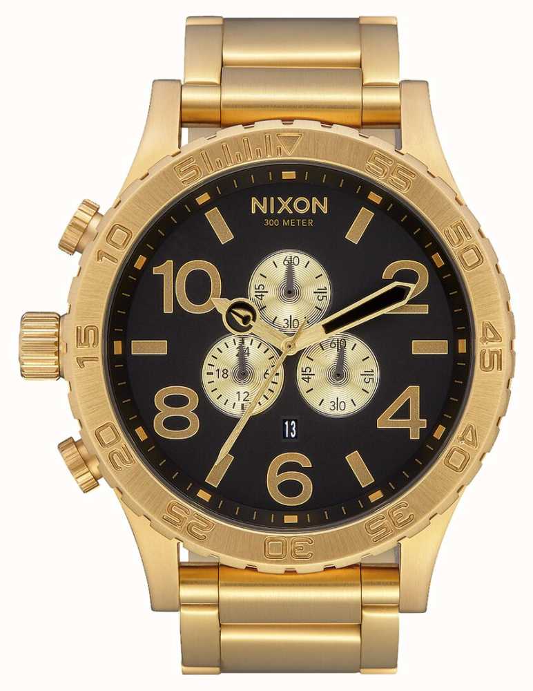 Nixon 51-30 Chrono All Gold Black Gold IP Bracelet Black Dial  A083-510-00 First Class Watches™ IRL