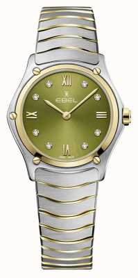 EBEL Sport Classic - 8 Diamonds (29mm) Green Dial / 18K Gold & Stainless Steel 1216473A