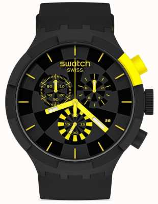 Swatch CHECKPOINT YELLOW | Big Bold Chrono | Black/Yellow Silicone Strap | Black Dial SB02B403