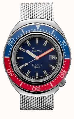Squale 2002A Blue-Red | Steel Mesh Strap | Blue Dial B083401-CINSS22