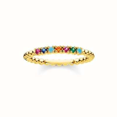 Thomas Sabo Gold Coulourful Stone Dot Ring EU 56 (UK O 1/2 - P) TR2323-488-7-56