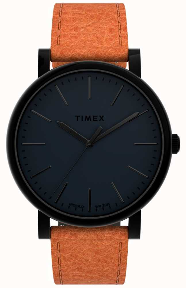 Men's watch 2024 timex leather strap