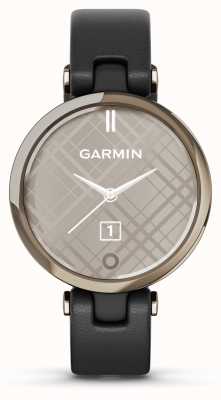 Garmin Lily Classic Edition | Cream Gold Bezel | Black Case | Italian Leather Strap 010-02384-B1
