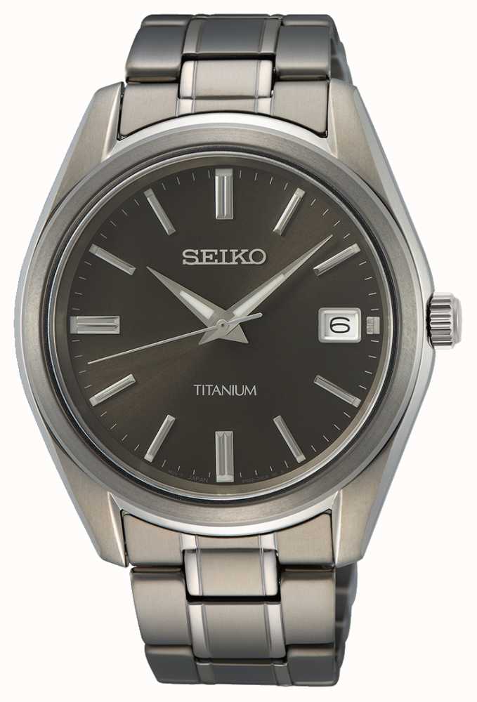 Seiko Men's Quartz Titanium Black Dial SUR375P1 - First Class Watches™ IRL