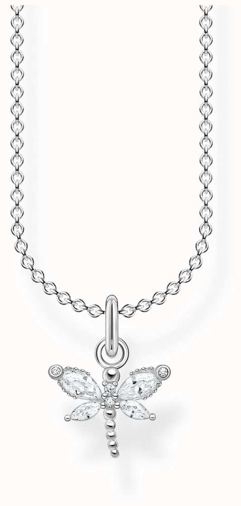PANDORA Silver Cz Dreamy Dragonfly Necklace in White | Lyst