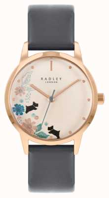 Radley Women's Grey Leather Strap | Cream Floral Dial RY21262A