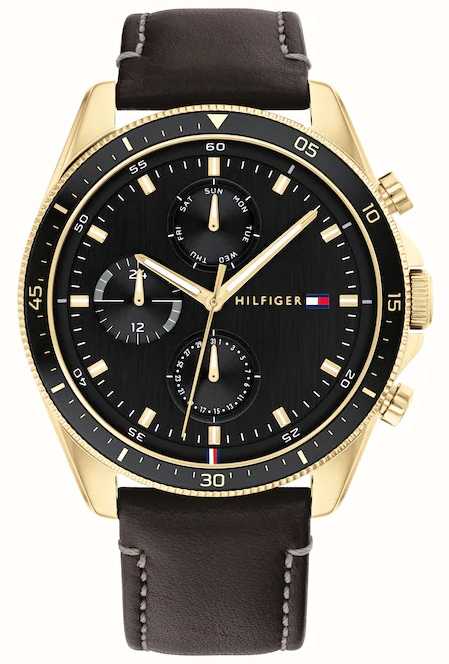 Tommy Hilfiger Parker | Men's Black Leather Strap Black 1791836 First Class Watches™