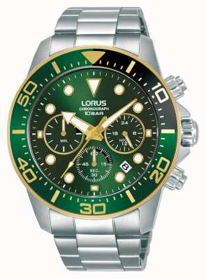 Lorus Chronograph 100m (43mm) Dark Green Sunray Dial / Stainless Steel RT340JX9
