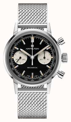 Hamilton American Classic Intra-Matic Chronograph H (40mm) Black Dial / Stainless Steel Mesh Bracelet H38429130
