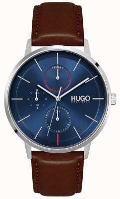 HUGO #Exist | Men's Brown Leather Strap | Blue Dial 1530201