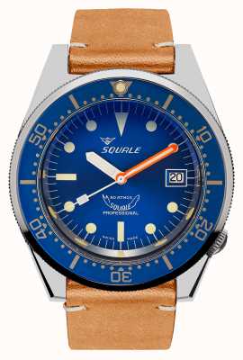 Squale 1521 Ocean (42mm) Blue Sunray Dial / Light Brown Italian Leather Strap 1521OCN.PC-CINVINTAGE