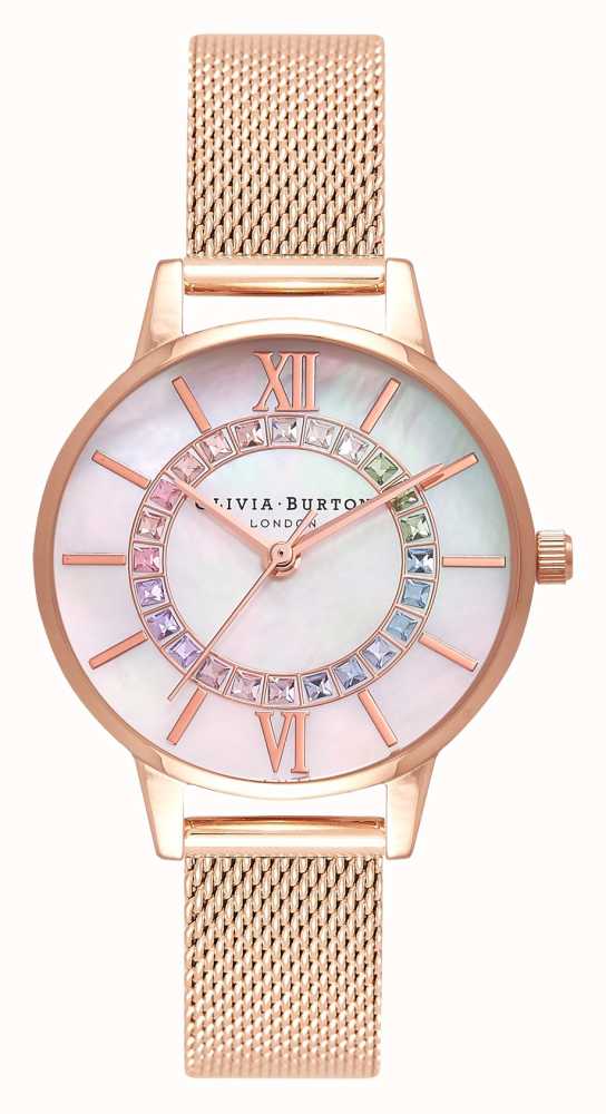 Olivia burton rainbow bee best sale watch silver