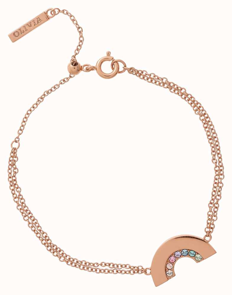 Olivia Burton Classics Interlink Heart Rose Gold Bracelet & Studs Gift Set  | Edmonds