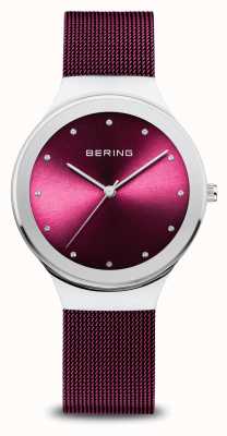 Bering Classic | Women's | Polished Silver | Purple Mesh 12934-909